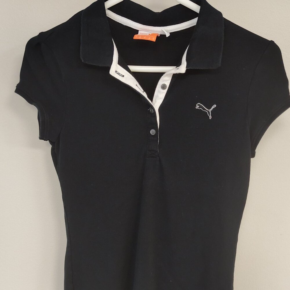 Women's PUMA Golf Polo - Black with Embroidered Orange Paw - Size Small - EUC